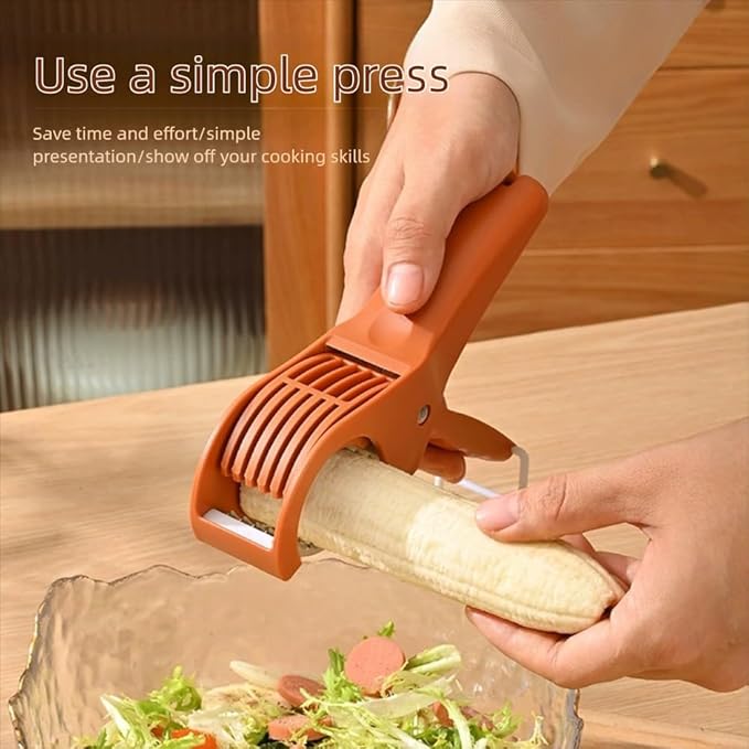 Multi-Functional Banana Slicer Cutter - All-in-One Kitchen Gadget for Fruits & Vegetables, Perfect as Grape Cutter & Strawberry Slicer, Safe for Kids & Dishwasher Safe (Green)