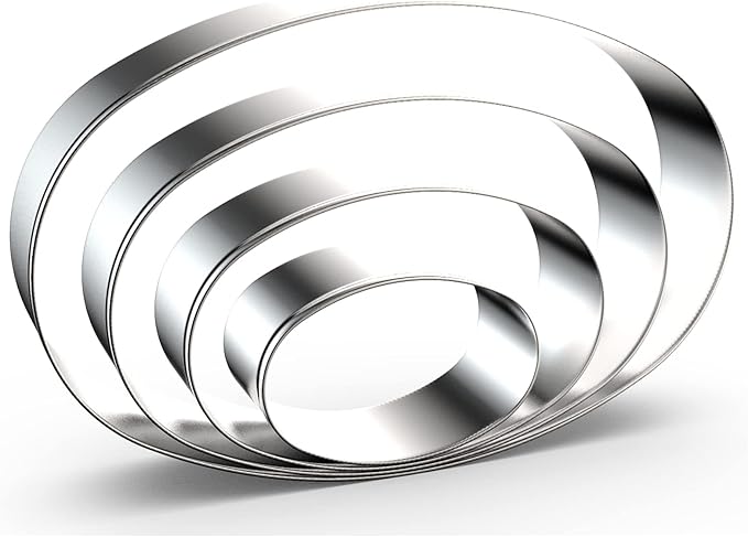 Oval Cookie Cutter Set Large - 5 Inch, 4 Inch, 3 Inch, 2 Inch - Geometric Frame Plaque Cookie Cutters Shapes Molds - Stainless Steel
