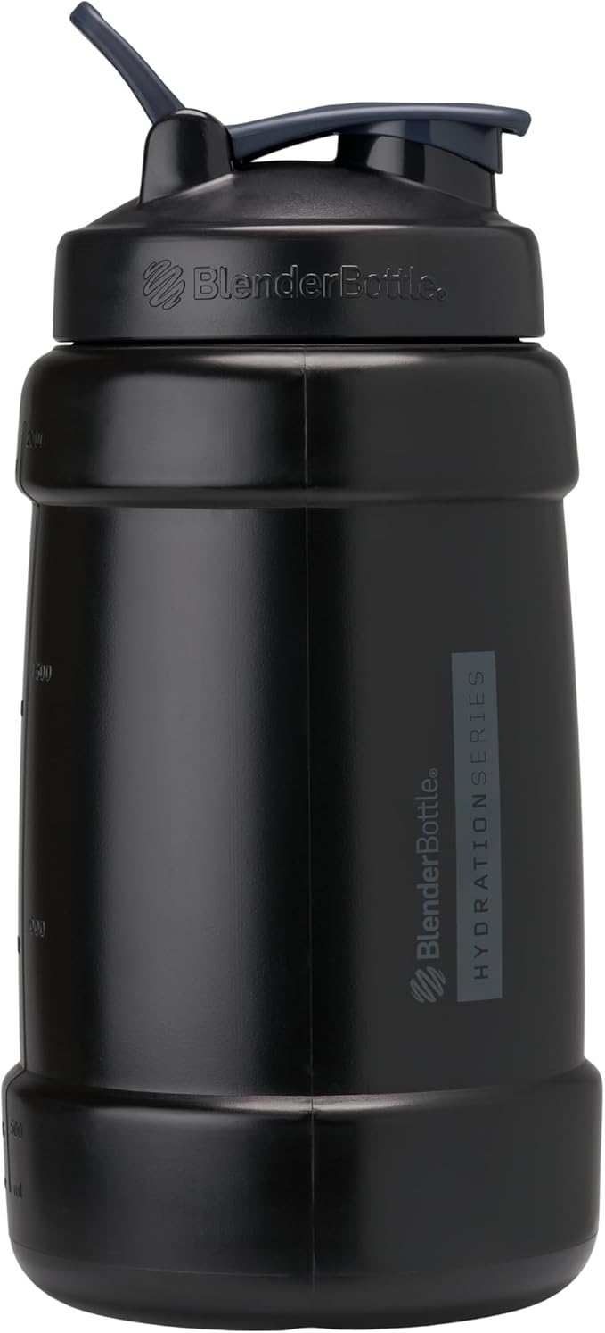 BlenderBottle Hydration Koda V1.5, Half Gallon Water Bottle, 74-Oz, Full-Color Black