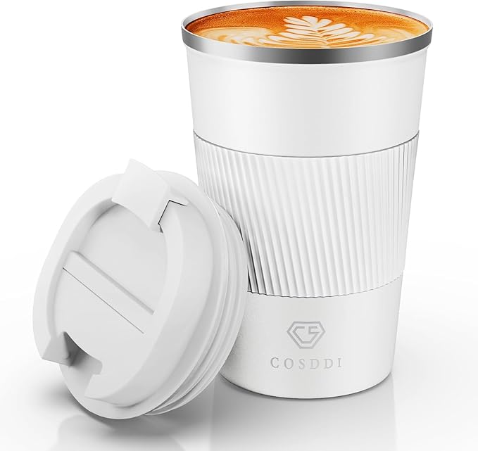 CS COSDDI 12 oz Stainless Steel Vacuum Insulated Tumbler Coffee Travel Mug- Travel Mug Spill Proof with Lid - Coffee Cups for Keep Hot/Ice Coffee,Tea and Beer