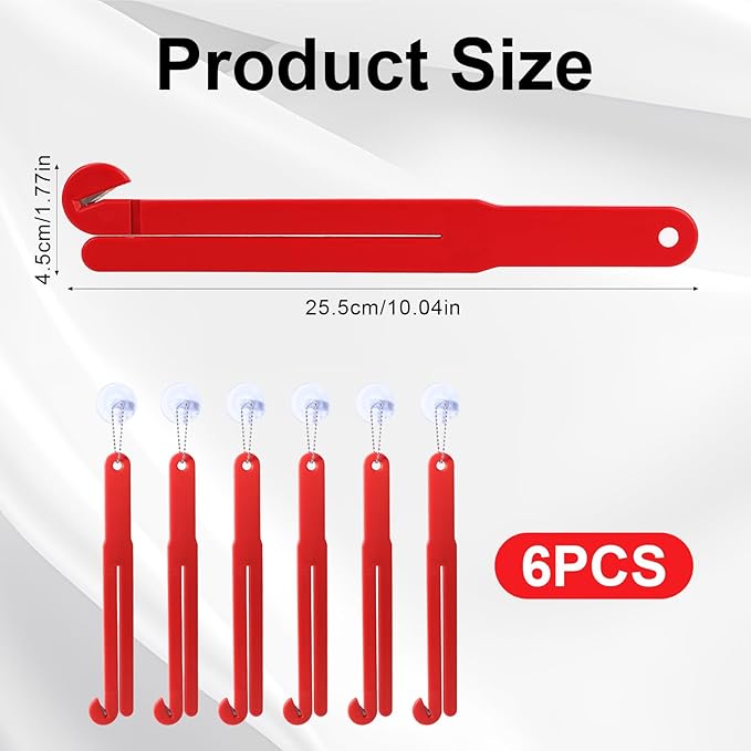 6pcs Food Bag Opener Cutter with Stainless Steel Blade, Plastic Food Pouch Squeezer with Easy Hanging Chain & Suction Cup for Bag Opening Home Restaurant Kitchen Tool (Red)