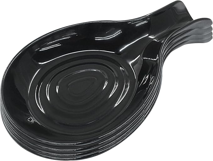 Black Plastic Spoon Rest Set, Serving Spoon holder for Stove Top, Kitchen Utensil Rack for Tongs, Spatulas(4Pcs)