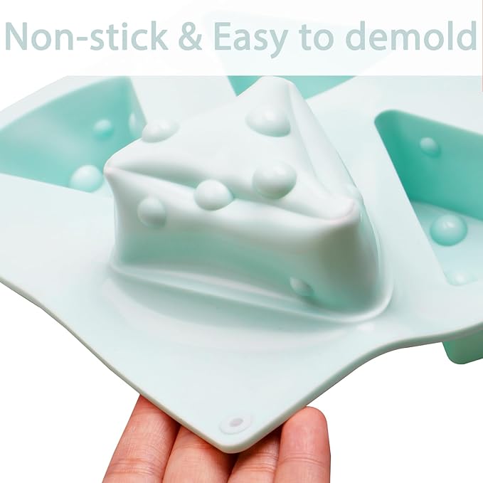 Cheese Silicone Molds for Mousse Cake, 8-Cavity 3D Cheese Cake Baking Tray for French Dessert Pastry Chocolate Pudding Ice Cream, 11.5 x 6.7 x 1.3 inches