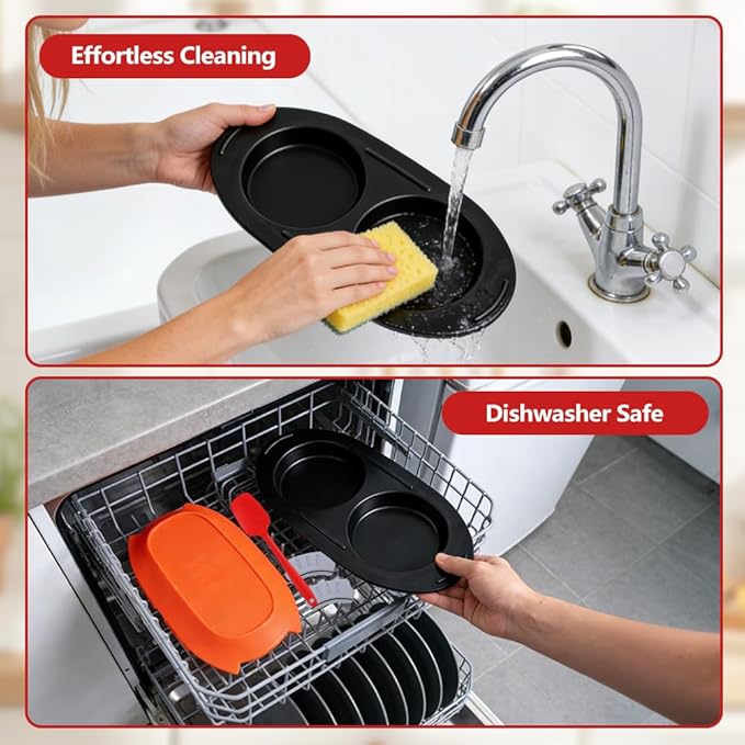 Quick-Heat Microwave Egg Cooker,Multi-Use Egg Poacher/Fryer for Breakfast Sandwiches, Double Egg Cooker with Silicone Spatula,Dishwasher-Safe,Save Time, Heat Resistant Handle for Kitchen, Travel