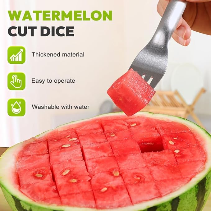 2-In-1 Stainless Steel Fruit Cutter,2025 Upgrade Watermelon Cutter Slicer Tool,Watermelon Cutter and Fork Slicer for Mom Dad Teacher,Melon Fruit Knife (1PC)