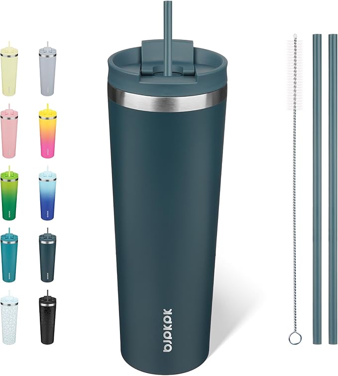 BJPKPK 30oz Stainless Steel Insulated Tumbler With lid And Straw Travel Coffee Thermal Tumblers Cup For Women And Men,Navy Blue