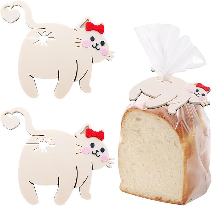 2 PCS Cat Bread Clip, Funny 3D Printed Bag Holder, Novelty Kitchen Gadget for Cat Lovers, Cat Shaped Bread Bag Clip, 4.7 * 5.4in Cat Bag Clips for Cat Lovers