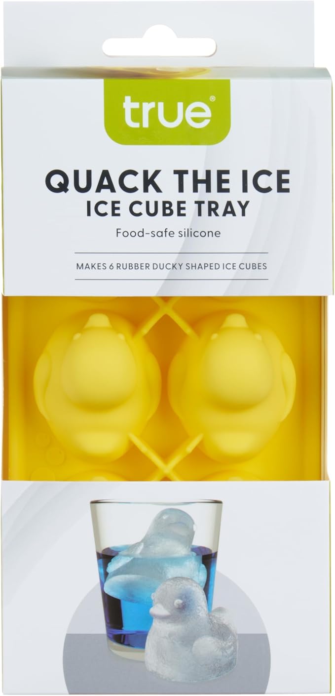TrueZoo Quack the Ice Duck Ice Cube Tray, Easy Release Silicone Mold for Whiskey, Cocktails, Iced Tea, Jello Shots, Chocolates, Frozen Treats, Novelty Kitchen & Home Bar Gifts, Set of 1, Yellow