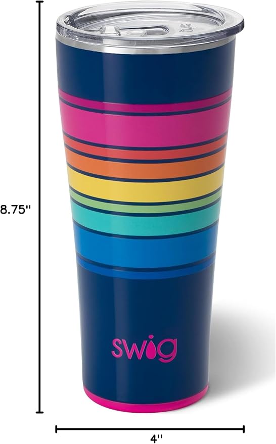 Swig Life 32oz Insulated Tumbler, Travel Coffee Tumbler with Lid, Cup Holder Friendly Travel Coffee Mug, Stainless Steel with Lid (Electric Slide)