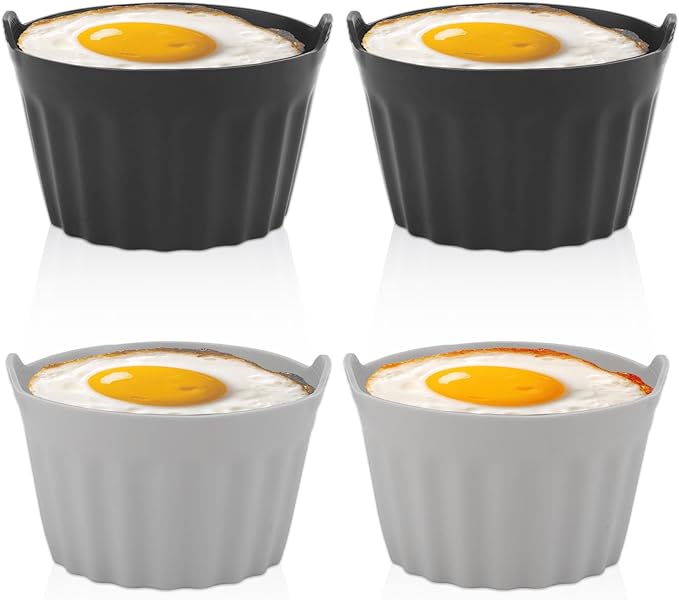 4pcs Silicone Muffin Cups, Non-Stick Silicone Baking Cups Cupcake Molds Reusable Muffin Liners Air Fryer Egg Mould Lunch Box Dividers Baking Accessories for Cupcakes Pudding Egg Tart Custard