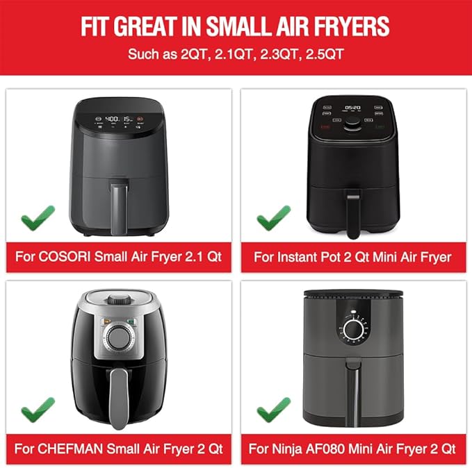 Small Air Fryer Silicone Liners for COSORI/Instant Pot/Chefman/Ninja/Dash/Bella/GoWise/COSMO Air Fryer 2QT 2.1QT 2.3QT 2.5QT, Reusable Pot Baking Tray Air Fryer Accessories, Better than Paper Liners