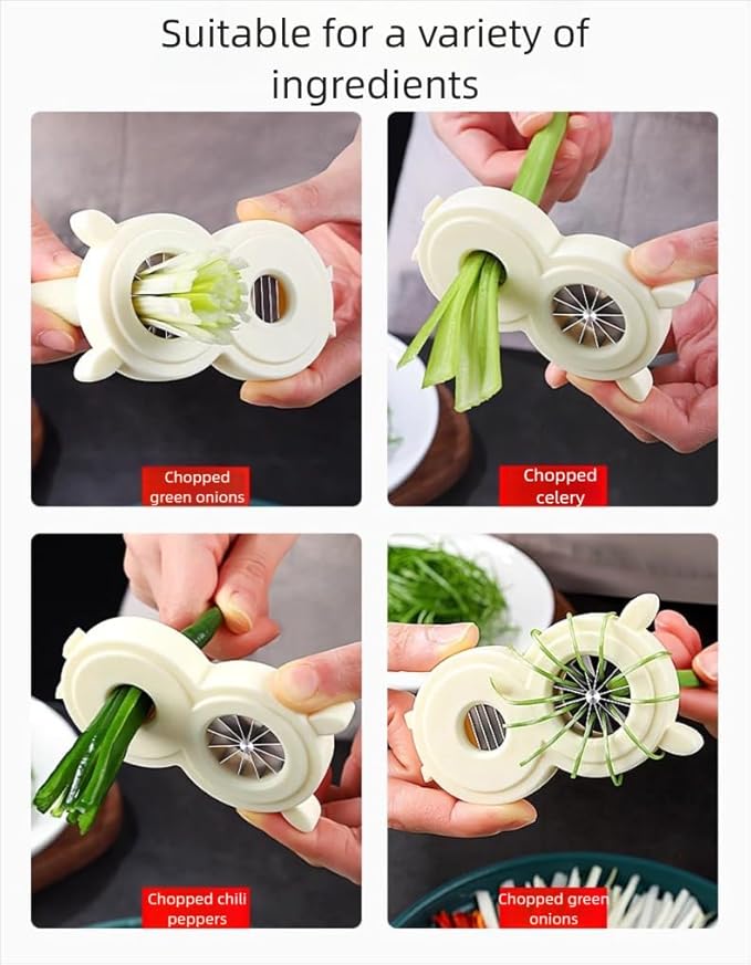 2-in-1 Green Onion Shredder & Slicer - Create 12 Perfect Strips in Seconds, Multi-Functional Scallion Shredder for Blooming Onion & Celery, Easy Clean (2)