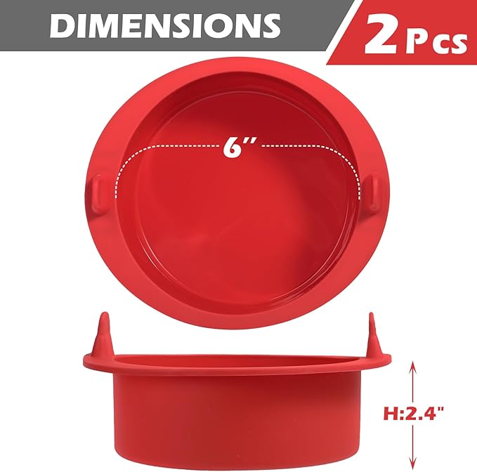 Webake 6 Inch Air Fryer Round Cake Pans for Baking, Nonstick Silicone Air Fryer Baking Pan Wih Handle, BPA Free Set of 2