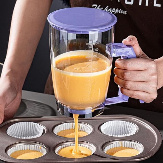 Pancake Batter Dispenser,30Oz Pancake & Waffle Mix Pourer with Squeezes Handle,Pancakes Dispenser Bottle for Pancakes, Cupcake, Waffle, Muffin Mix, Cake & Crepe Batter