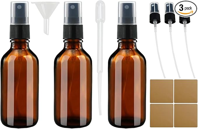 4 oz Small Amber Glass Spray Bottles for Essential Oil Spray bottles Empty Mini Fine Mist Spray Refillable Glass Bottles