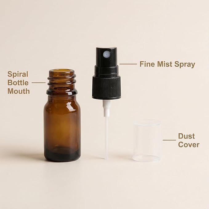 5 pcs 5ml Small Glass Spray Bottle Empty Mini Fine Mist Travel Bottle Set Cosmetic Bottle Liquid Containers Sample Bottles for Perfume Essential Oil Alcohol(Amber)