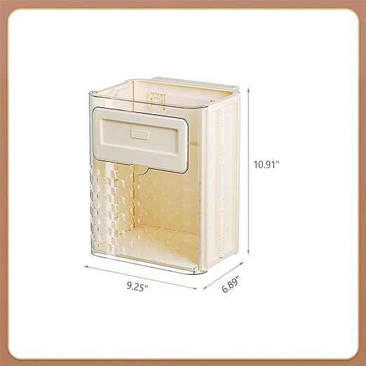Folding Hanging Trash Can, Kitchen Folding Trash Can, Cabinet/Car/Bedroom/Bathroom Folding Hanging Small Plastic Trash Can (Off-White)