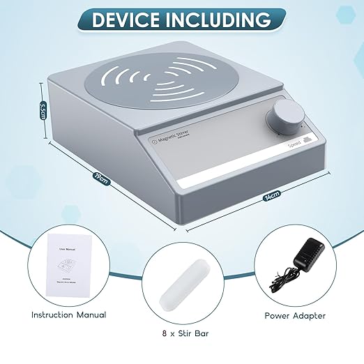 Magnetic Stirrer w/8 Stir Bars, 100 fl.oz Stir Plate, 3000 RPM Magnetic Stir Plate, Magnetic Mixer Grey (w/o Heating)