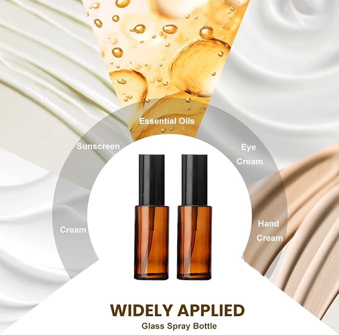 2 Pcs 120 ml / 4 oz Amber Glass Spray Bottles Empty Refillable Fine Mist Spray Bottle Cosmetic Storage Containers for Essential Oil Aromatherapy Makeup Travel (60ML/2OZ)