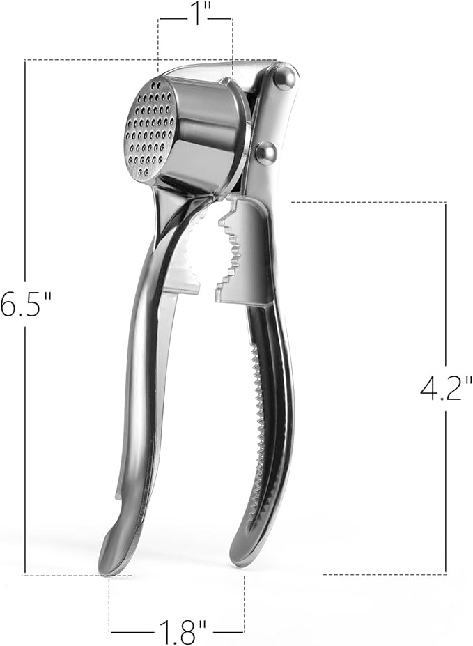Heavy Duty Garlic Press and Mincer Set with Garlic Peeler, Rust Proof Dishwasher Safe Kitchen Tool - Easy Squeeze Ginger Crusher, Ergonomic Handle for Garlic and Nuts