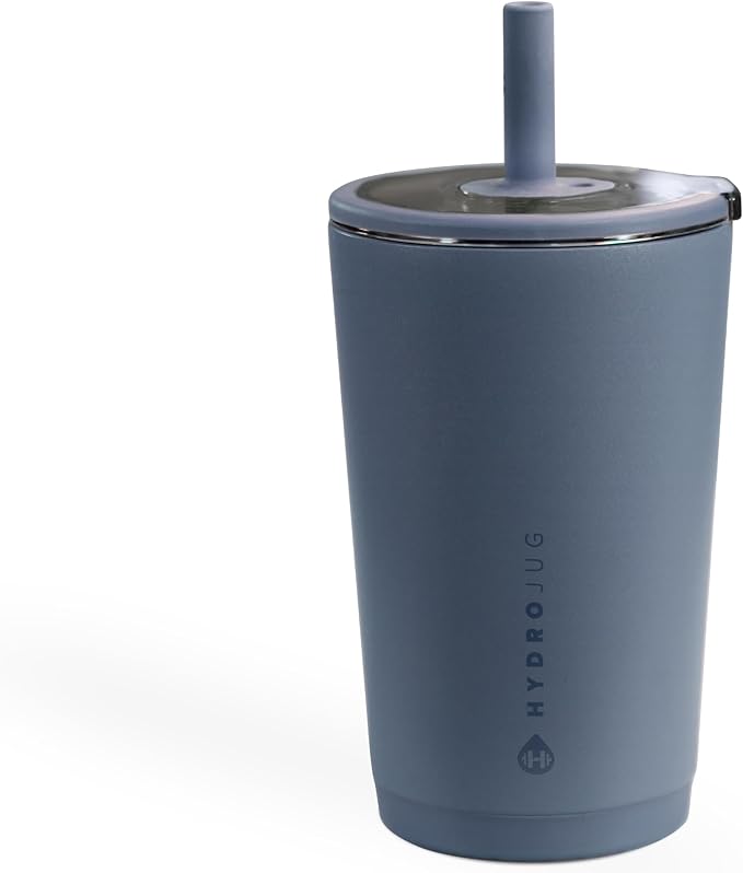 HydroJug Everyday Tumbler 14 oz – Ceramic-Lined Insulated Tumbler with Straw and Soft-Touch Lid, Cup Holder Friendly, Double-Wall Vacuum Insulation, Reusable Travel Cup – Cascade