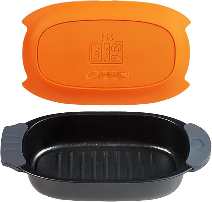 MKYSAIL Quick-Heat Microwave Grill Pan & Bacon Cooker | The Perfect Kitchen Addition for Single Servings & Fast Family Sides.Compact Multi-Use Microwave Cookware with Lid for Chicken, Veggies,Pancakes | Dishwasher Safe,Portable for Kitchen, RV, Dorm, O...