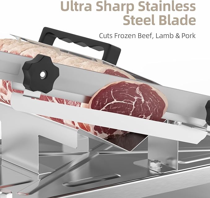 Manual Frozen Meat Slicer Stainless Steel Cleaver for Beef Mutton Pork Roll Home Cooking BBQ Hot Pot