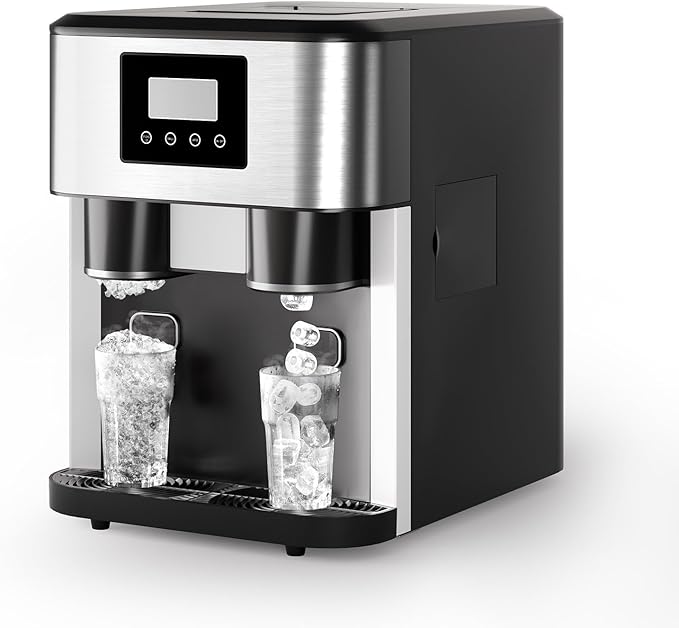 3-in-1 Bottleless Water Cooler Dispenser with Ice Maker & Ice Crusher, 40lbs/24H Ice Output, 1.8L Water Tank, 3 Size Bullet Ice Cubes for Home Office RV Party