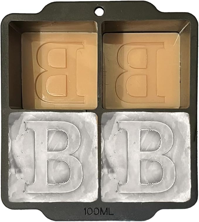 Monogrammed Ice Cubes Mold with Lid, 2 inch Whiskey Ice Cube Tray, Personalized Initials Silicone Cocktail Ice Cube Mold, Wedding Monogram, Thank You Gift, Gifts for Dad (Letter B)