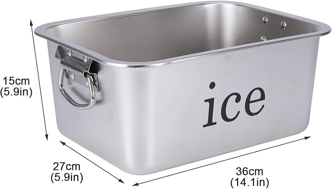 14L Ice Bucket for Freezer,Stainless Steel Ice Cube Bin with Handle,Large Capacity Ice Container Champagne Bucket Carry Drink Storage Cooler,Halloween Ice Buckets for Parties