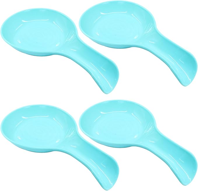 Teal Plastic Spoon Rest Set, Serving Spoon holder for Stove Top, Kitchen Utensil Rack for Tongs, Spatulas(4Pcs)