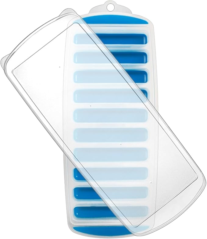 Resusable Silicone and Plastic Water Bottle Ice Mold, Easy-Release Long Ice block Maker for Chilling Whiskey, Cocktails, Coffee, Makes 10 Sticks at Once(Blue)