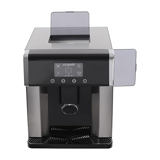 Ice Maker Dispenser, 2-in-1 Ice Maker Machine Countertop with Self-Cleaning Self-Dispensing Touch Control Status Warning Light & Translucent Visual Window Nugget Ice Maker for Homes Cafes Offices Etc