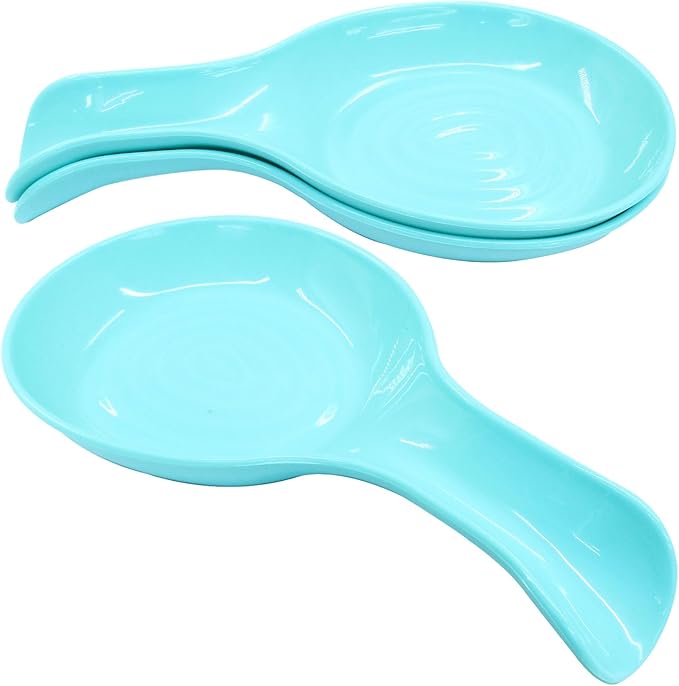 Teal Plastic Spoon Rest Set, Serving Spoon holder for Stove Top, Kitchen Utensil Rack for Tongs, Spatulas(4Pcs)