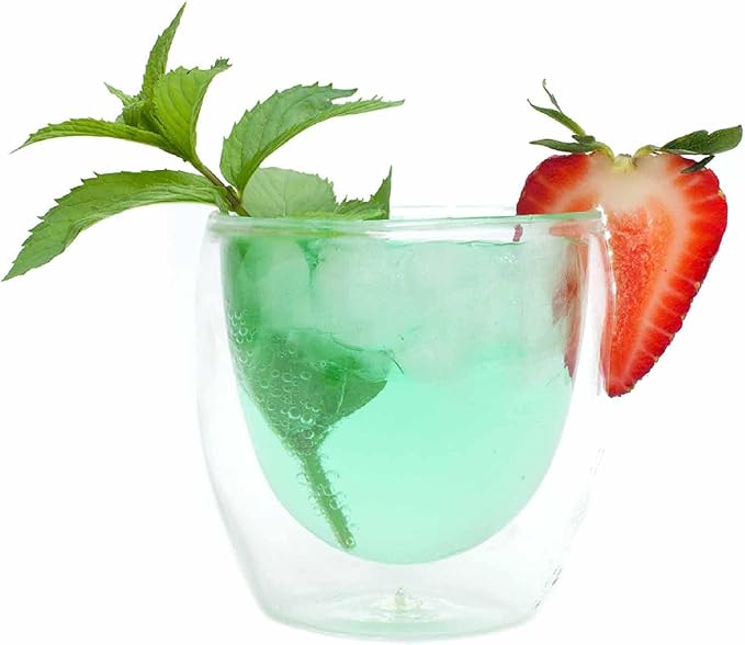 Moderna Artisan Series Double Wall 8 oz Beverage Glasses - Set of 8 Drinking Glasses