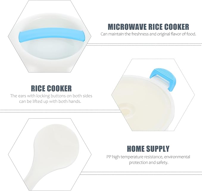 UPKOCH Microwave Rice Cooker 6 Cup Small Plastic Steamer for Rice Vegetables and Eggs Dishwasher Safe Microwave Cookware for Home and Office Kitchen