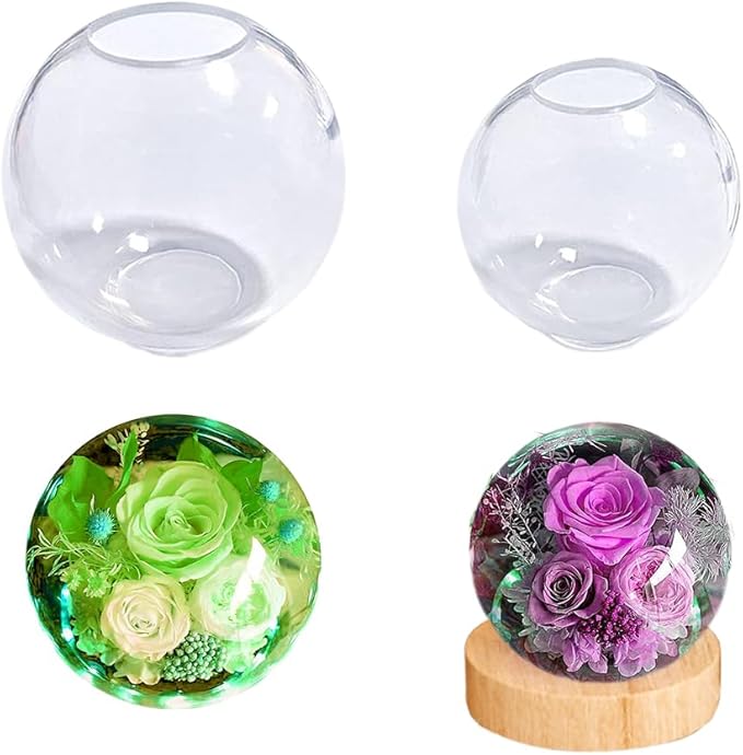 FineInno 2 PCS Sphere Resin Molds,Round Epoxy Resin Molds,3D Seamless Ball Mold for Epoxy Resin DIY Crystal Globe,Home Decor, Flowers Preservation