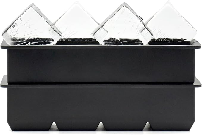 Bangp Silicone Ice Cube Tray with Bin and Tongs,2 Pack Large Silicone Ice Cube Molds,Large Square Ice Cube Trays Making 16 Whiskey Ice Cubes for Cocktails,Bourbon,BPA-Free,Easy to Fill & Release