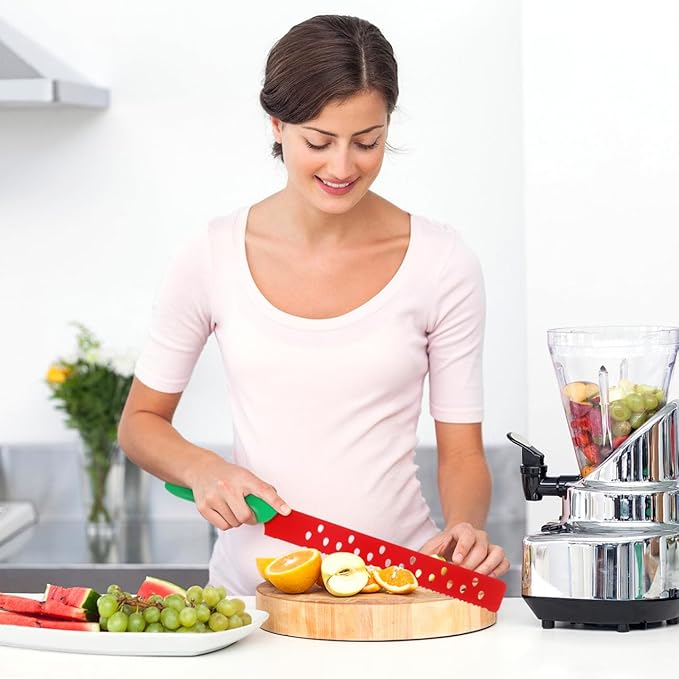 BESTYASH 17.12 Inch Watermelon Cutter Knife with Sleeve Serrated Melon Slicer for Easy Cutting Bread Cake Fruit Kitchen Gadget