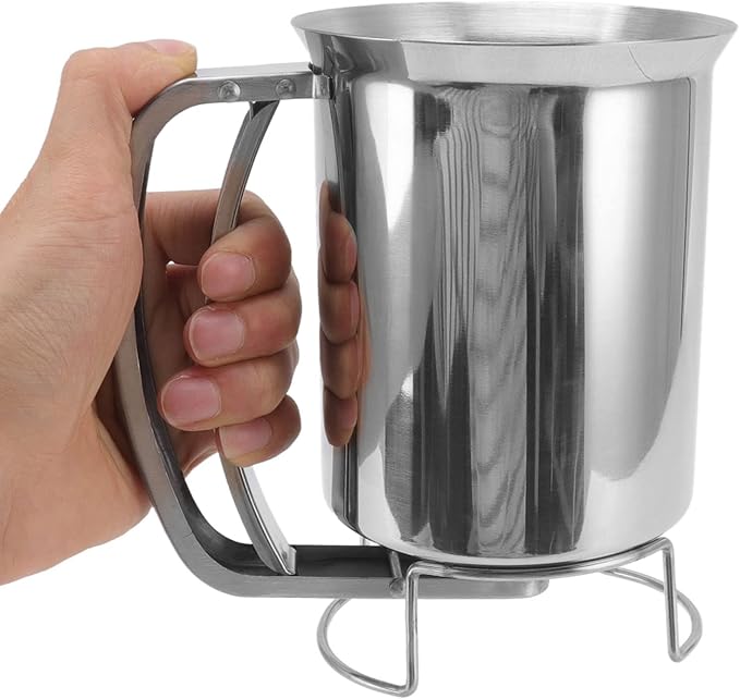 Stainless Steel Pancake Batter Dispenser, Handheld Cake Dispenser with Stand Professionally Used for Cooking Cupcakes, Muffins, Pancakes, Waffles