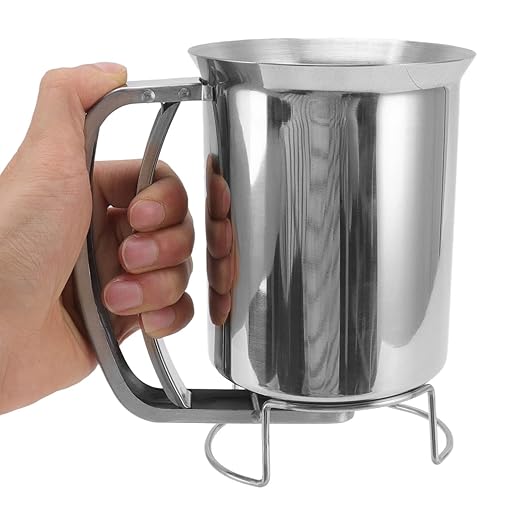Pissente Pancake Batter Dispenser Handheld Stainless Steel Pancake Dispenser for Baking Cupcakes Muffins, 10.5x16.2cm