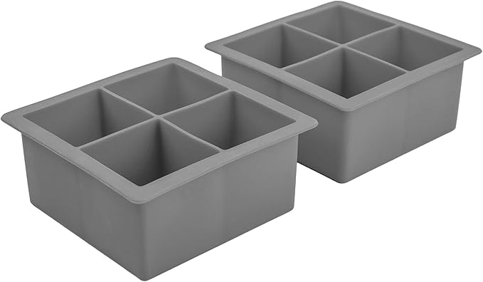 Tovolo Elements XL, Set of 2 Silicone Trays Extra-Large Ice Cubes for Whiskey, Bourbon, Cocktails & More, BPA-Free & Dishwasher-Safe, Cool Gray, xl trays (22025-202)