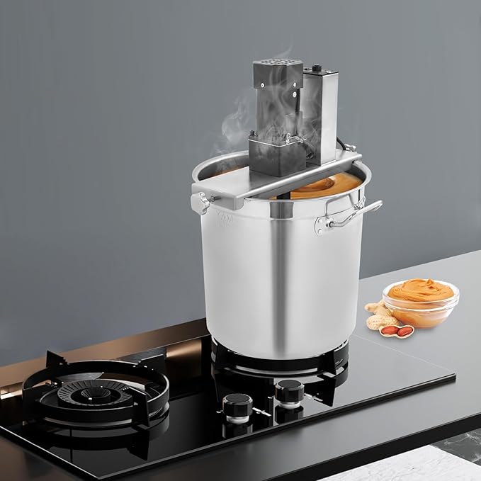 25L/6.6gal Automatic Food Mixer, 110V 120W Stainless Steel Automatic Pot Stirrer Mixer, Electric Jam Mixer Machine With 4-Blade Mixing Scraper for Soup Chili Sauce Beverage Jam Syrup
