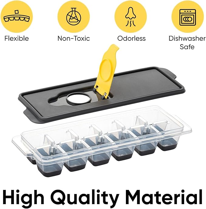 Superio Ice Cube Tray, Silicone Ice Cube Molds with Lid for Freezer, Ice Cubes for Whiskey, Cocktails, Juice (1 Pack)