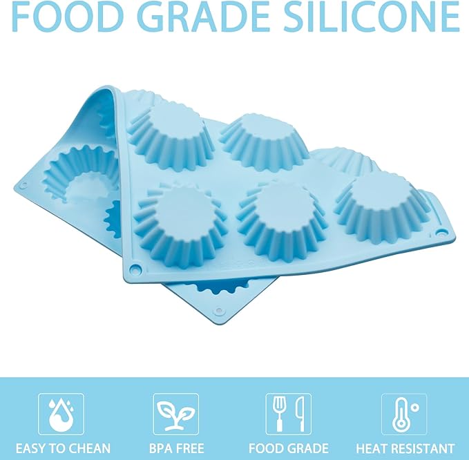 Silicone Peanut Butter Cup Molds, 3 Pack, 12-Cavity Non-stick Candy Chocolate Making Trays for Brownie Mini Tart Pudding Jelly
