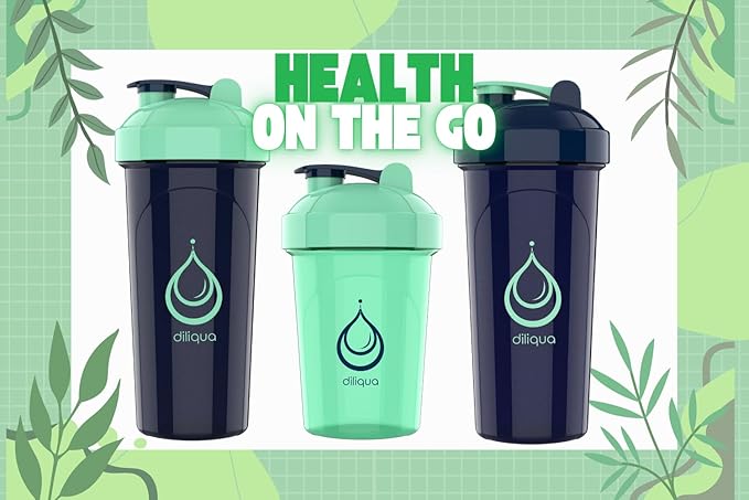 diliqua 2 PACK, 28 oz & 20 oz Shaker Bottles with Powerful Wire Whisks for Protein Mixes | Leakproof Blender Shaker Bottle Pack | BPA-Free & Dishwasher Safe | Shaker Bottle | Shaker Cups for shakes
