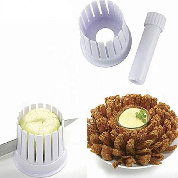 Blooming Onion Cutter, Onion Blossom Maker Vegetable Slicer Flower-Shaped Onion Potato Tomato Apple Cutter Kitchen Tool with Core Remover for Fruits Vegetables – Easy to Clean Reusable