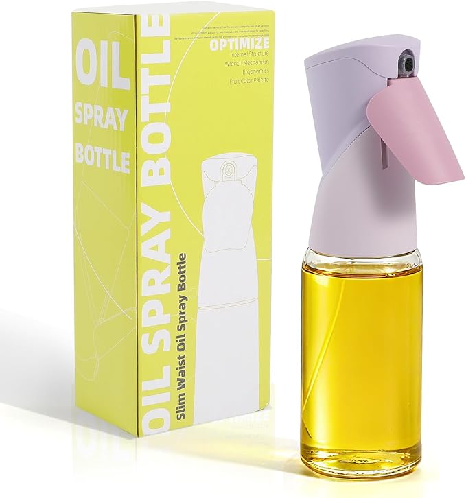 Oil Sprayer for Cooking, Upgraded 7.4oz Olive Oil Sprayer Mister, Large Olive Oil Spray Bottle for Air Fryer, Salads, BBQ & Kitchen, Professional Oil Sprayer with Even Mist (Purple)