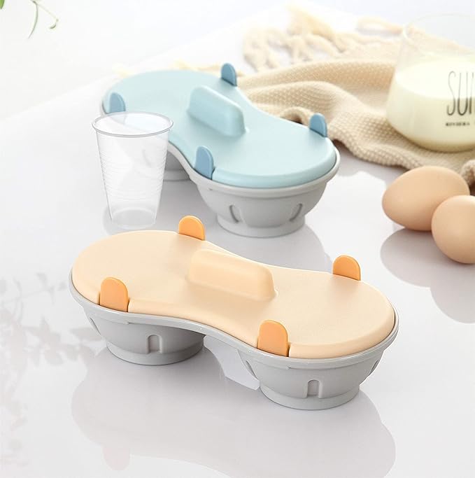 Egg Poacher Microwave, Poached Egg Maker Dishwasher Safe BPA Free, Egg Cooker Poached Egg Steamer, Home Gift (Blue-2 pack)