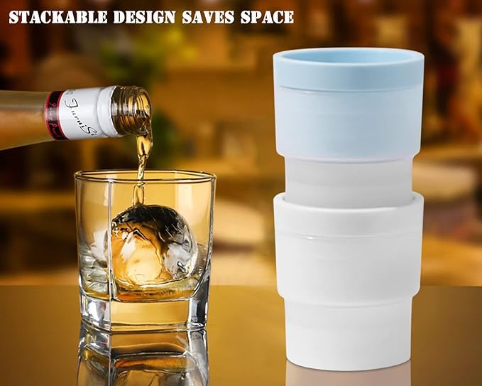 DAPOWER Ice Ball Maker Mold - Set of 4, Round Ice Cube Mold, 2.4 Inch Sphere Ice Cubes for Whiskey, Cocktails, Bourbon (4, White)